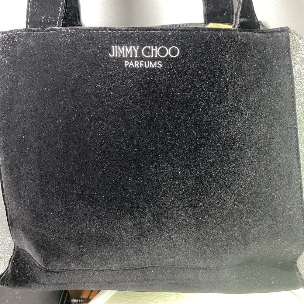 Jimmy Choo Parfums  Tote Bag Black‎ Velvet Silver Glitter Large NWOT 12x18x5